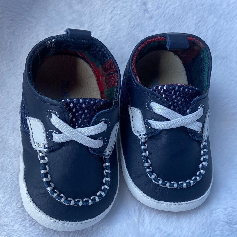 Navy Blue and White Kids Boat Shoes Robeez 6-9 months Great for Easter 🐣